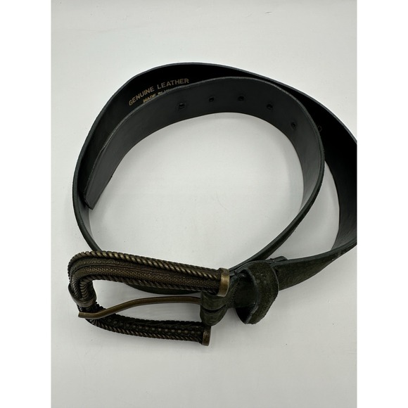 Vintage Carlisle Dark Green Leather Belt Western Rope Buckle USA 38 M main image 4